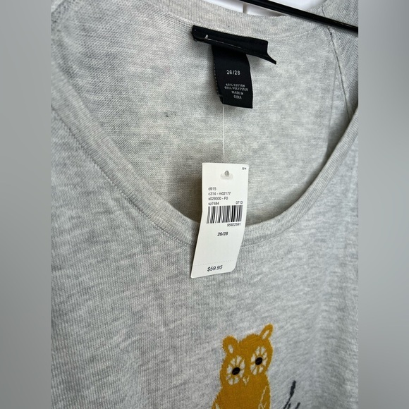 B14.22 NWT Lane Bryant Owl Sequin Scoop Sweater Top 3/4 Sleeves Sz 26/28 - Picture 3 of 6